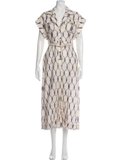 Pre-owned Zimmermann Linen Patterned Jumpsuit In Neutral
