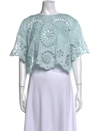 Pre-owned Zimmermann Linen Patterned Top In Blue