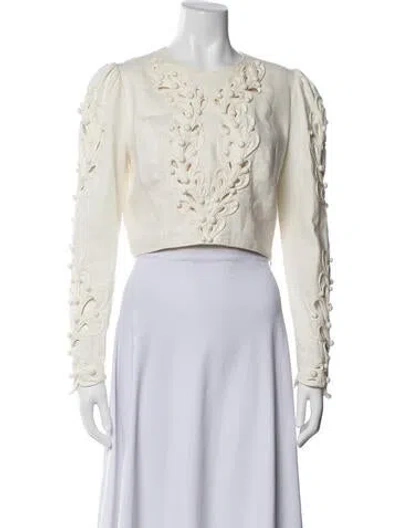 Pre-owned Zimmermann Linen Patterned Top In Neutrals