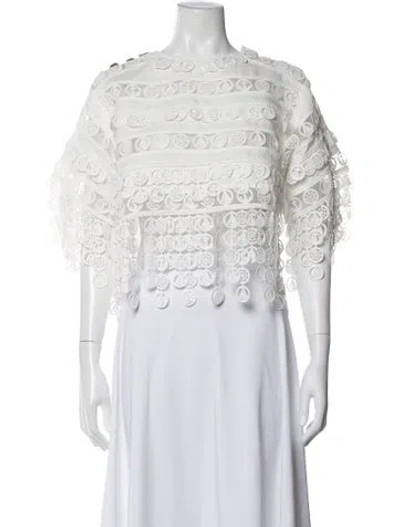 Pre-owned Zimmermann Linen Patterned Top In White