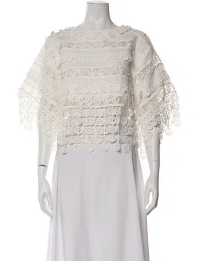 Pre-owned Zimmermann Linen Patterned Top In White