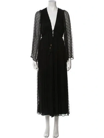 Pre-owned Zimmermann Linen Plunge Neckline Jumpsuit In Black