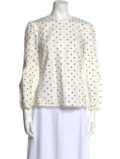 Pre-owned Zimmermann Linen Polka Dot Print Blouse In Neutral