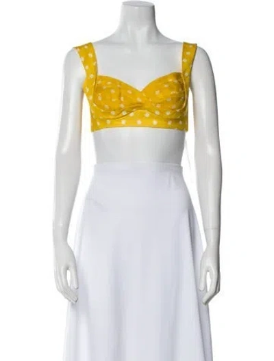 Pre-owned Zimmermann Linen Polka Dot Print Crop Top In White