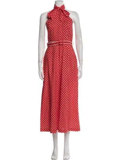 Pre-owned Zimmermann Linen Polka Dot Print Jumpsuit In Red