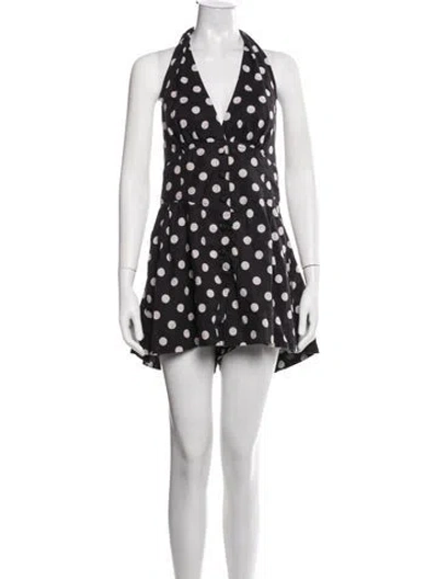 Pre-owned Zimmermann Linen Polka Dot Print Romper In Grey