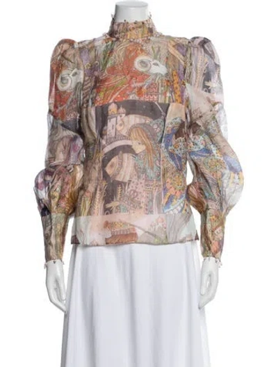 Pre-owned Zimmermann Linen Printed Blouse In Multi