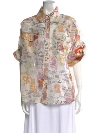 Pre-owned Zimmermann Linen Printed Blouse In Multi