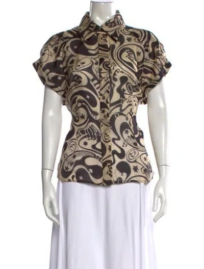 Pre-owned Zimmermann Linen Printed Blouse In Multi
