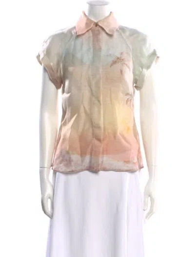 Pre-owned Zimmermann Linen Printed Blouse In Neutral