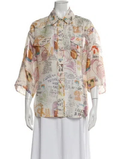 Pre-owned Zimmermann Linen Printed Blouse In Neutral