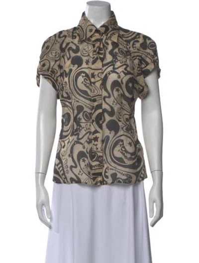 Pre-owned Zimmermann Linen Printed Blouse In Neutral