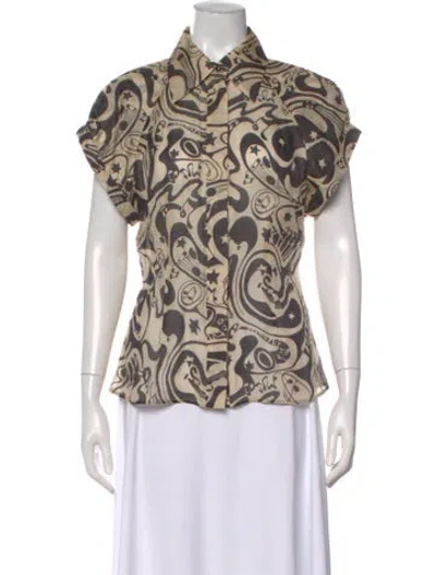 Pre-owned Zimmermann Linen Printed Blouse In Neutral
