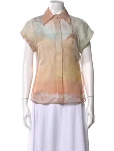 Pre-owned Zimmermann Linen Printed Blouse In Neutral
