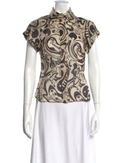 Pre-owned Zimmermann Linen Printed Blouse In Neutrals