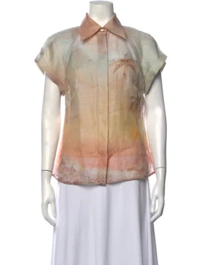 Pre-owned Zimmermann Linen Printed Blouse In Neutrals