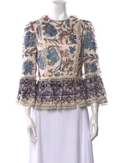 Pre-owned Zimmermann Linen Printed Blouse In Pink