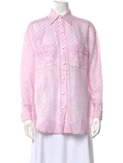 Pre-owned Zimmermann Linen Printed Blouse In Pink