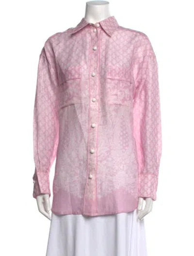 Pre-owned Zimmermann Linen Printed Blouse In Pink