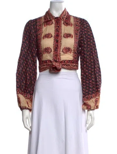Pre-owned Zimmermann Linen Printed Blouse In Red