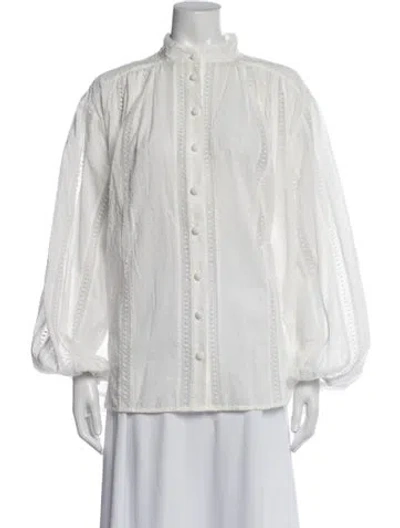 Pre-owned Zimmermann Linen Printed Blouse W/ Tags In Neutrals