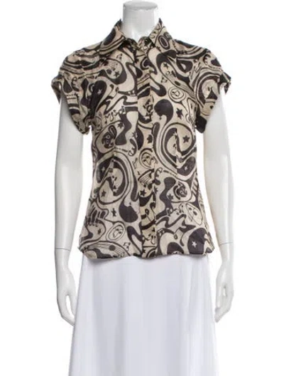 Pre-owned Zimmermann Linen Printed Blouse In White