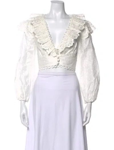 Pre-owned Zimmermann Linen Printed Blouse In White