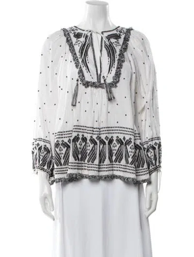 Pre-owned Zimmermann Linen Printed Blouse In White