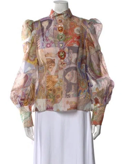 Pre-owned Zimmermann Linen Printed Blouse In White