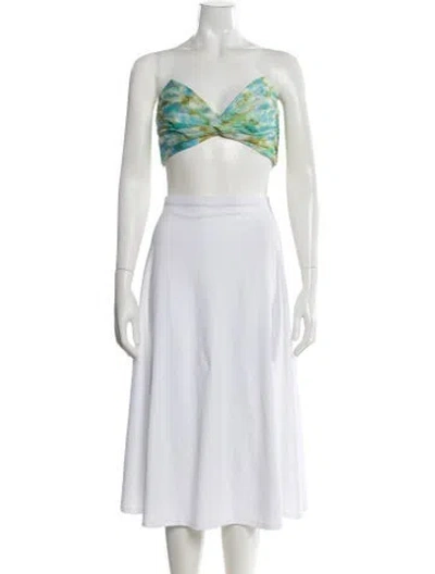 Pre-owned Zimmermann Linen Printed Crop Top In Blue
