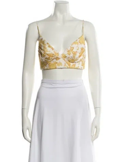 Pre-owned Zimmermann Linen Printed Crop Top In Multi