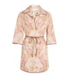 Zimmermann Daylight Belted Printed Linen Mini Dress In Pink