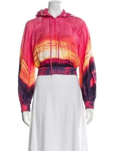 Pre-owned Zimmermann Linen Printed Hoodie In Pink