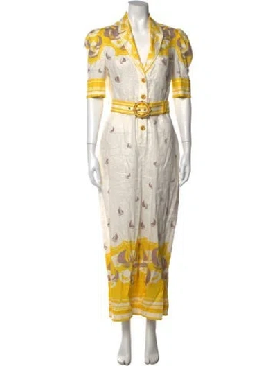 Pre-owned Zimmermann Linen Printed Jumpsuit In Multicolor