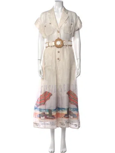 Pre-owned Zimmermann Linen Printed Jumpsuit In Neutral