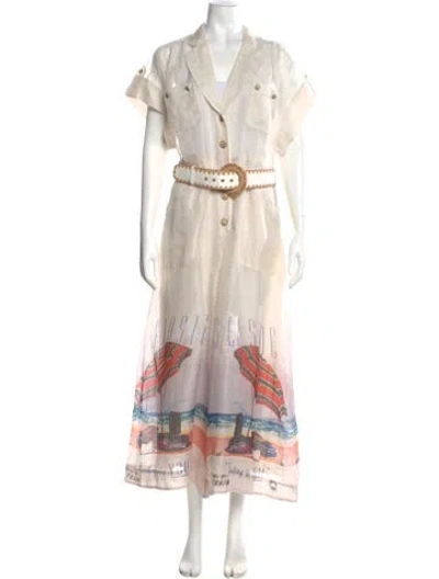 Pre-owned Zimmermann Linen Printed Jumpsuit In Neutral