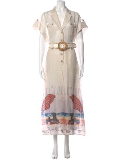 Pre-owned Zimmermann Linen Printed Jumpsuit In Neutral