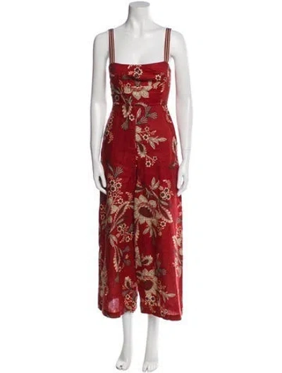 Pre-owned Zimmermann Linen Printed Jumpsuit In Red