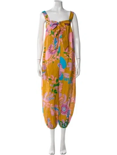 Pre-owned Zimmermann Linen Printed Jumpsuit In Yellow