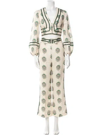 Pre-owned Zimmermann Linen Printed Pant Set In Neutral
