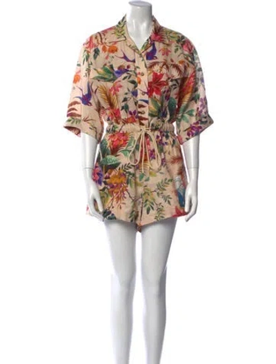 Pre-owned Zimmermann Linen Printed Romper In Neutral