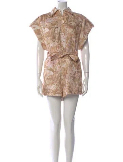 Pre-owned Zimmermann Linen Printed Romper In Neutral