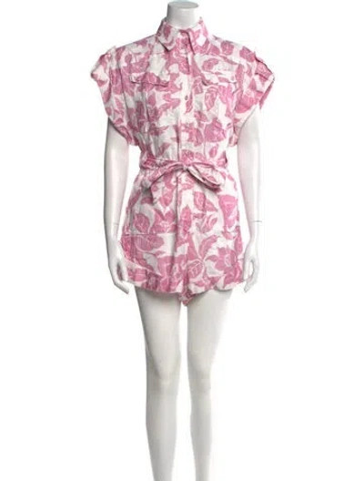 Pre-owned Zimmermann Linen Printed Romper In Pink