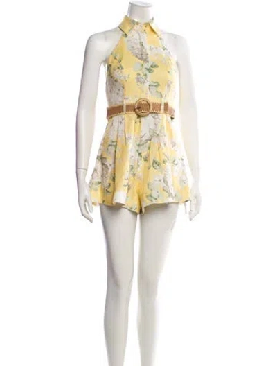 Pre-owned Zimmermann Linen Printed Romper In Pink