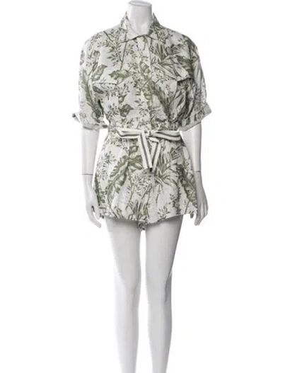 Pre-owned Zimmermann Linen Printed Romper In White