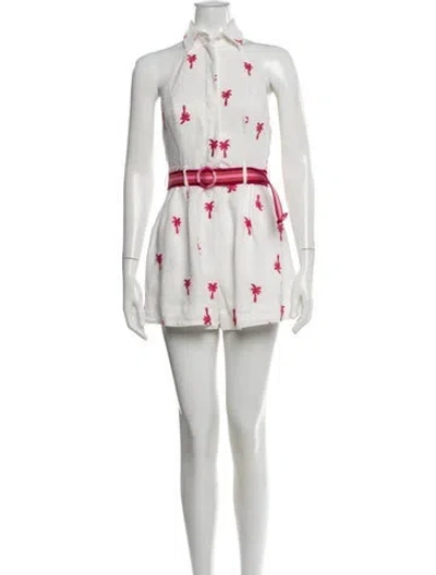 Pre-owned Zimmermann Linen Printed Romper In White