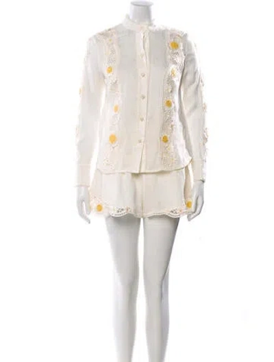 Pre-owned Zimmermann Linen Printed Short Set In Neutral