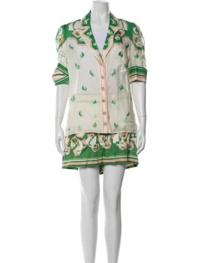 Pre-owned Zimmermann Linen Printed Short Set In White
