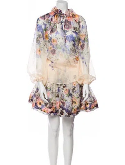 Pre-owned Zimmermann Linen Printed Skirt Suit In Neutral