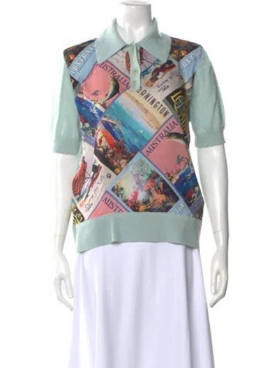 Pre-owned Zimmermann Linen Printed Sweater In Green